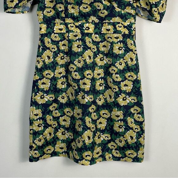 Lulus Floral Inclusive Floral Print Puff Sleeve Mini Dress Small Navy Yellow NEW - Picture 5 of 13